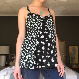 LAUREN CONRAD FLORAL CROSS BACK TOP